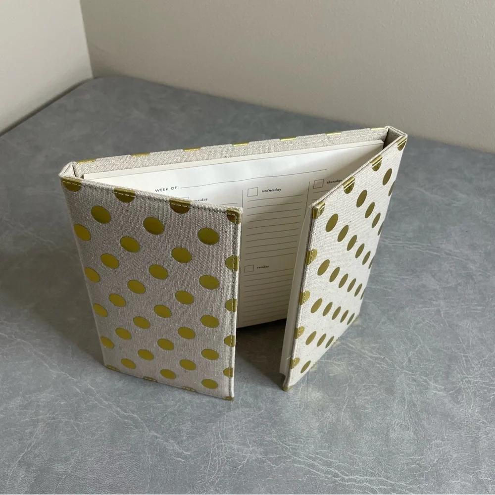 NEW kate spade Golden Dot Notebook Folio Weekly To-do and Sticky Notes